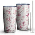thumbnail image 2 of 20oz Tumblers Pink Breast Cancer and Pioneer Flower Stainless Steel Vacuum Insulated Double Wall Travel Tumbler Cups Mug with Lid and Straw,Cleaning Brush for Cold & Hot Drinks, 2 of 7