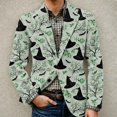 thumbnail image 2 of LTTVQM Halloween Holiday Event Men Daily Corduroy Blazer Warm Thick Fabric Side Pockets Single Button Notched Lapel Sport Suit Casual Outer Coat Mint Green L, 2 of 6