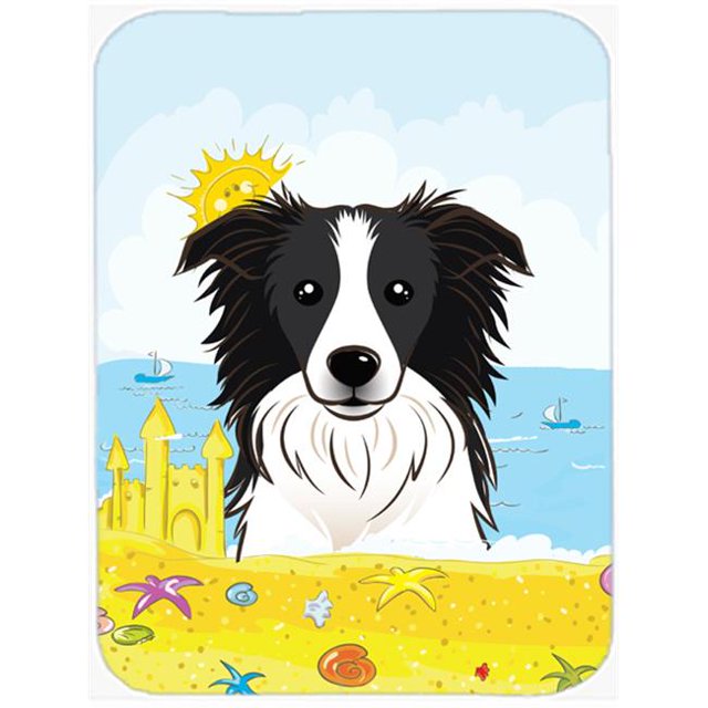 Border Collie Summer Beach Mouse Pad, Hot Pad or Trivet