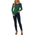 thumbnail image 2 of BLUSA DE MUJER INSPIRE CHIC T-SHIRT CASUAL DE MANGA LARGA A RAYAS EN BLOQUES DE COLOR S AZUL MARINO VERDE, 2 of 6