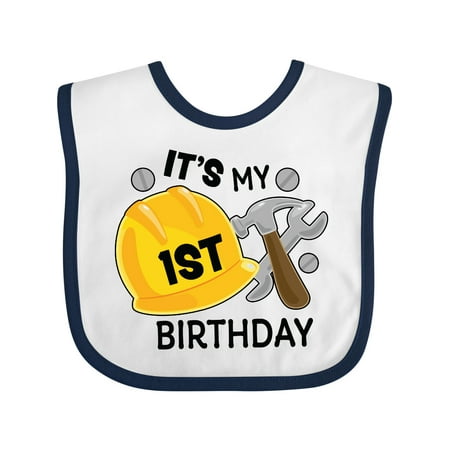 

Inktastic Its My 1st Birthday with Construction Tools Gift Baby Boy Bib