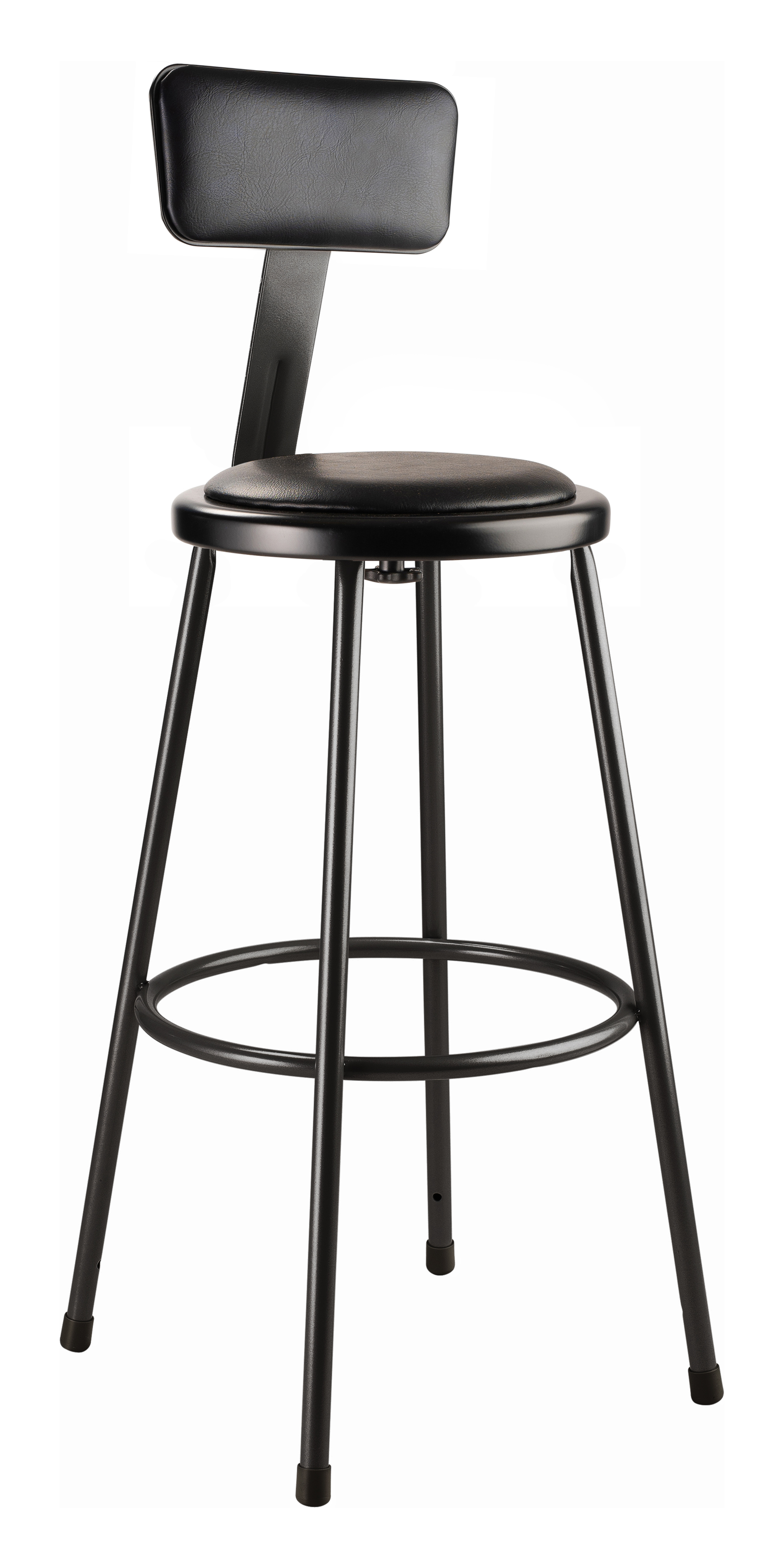 (Pack 2) NPS 30" Heavy Duty Vinyl Padded Steel Stool With Backrest, Black