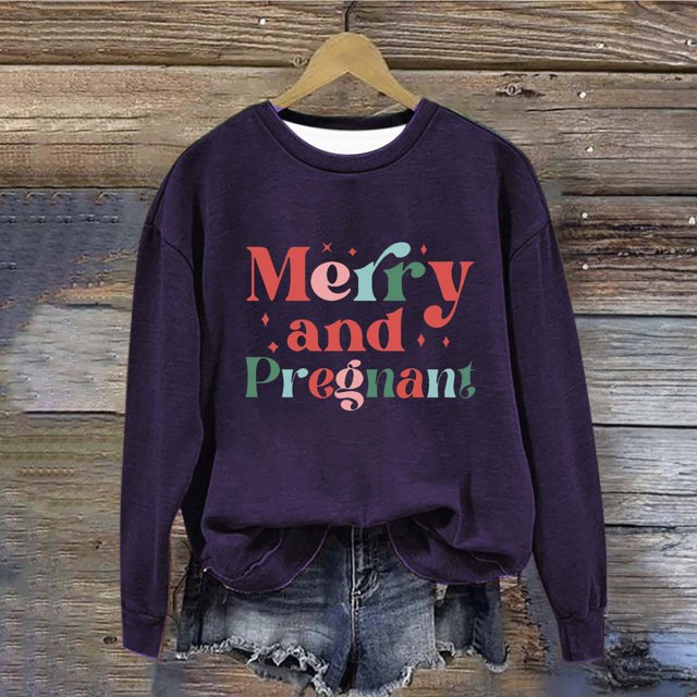 EGNMCR Chandail en Molleton de Noël Col Rond Imprimé Ample Manches Longues Sans Capuche