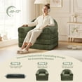 thumbnail image 6 of Yaheetech 2-in-1 Convertible Sofa  Bed Folding Sleeper Chair Bed Chenille Sofa with Armrests  Bean Bag Chair for Living Room, Green, 6 of 7