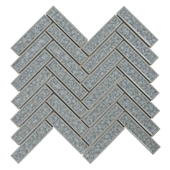 Modket TDH279CG Blue Gray Crackle Glass Herringbone Mosaic Tile Kitchen Wall Bath Backsplash