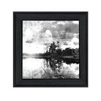 Trendy Decor 4U "Lakeside Pines" Framed Wall Art, Modern Home Décor Black Framed Print for Living Room, Bedroom & Farmhouse Wall Decoration by Bluebird Barn 15"x15"