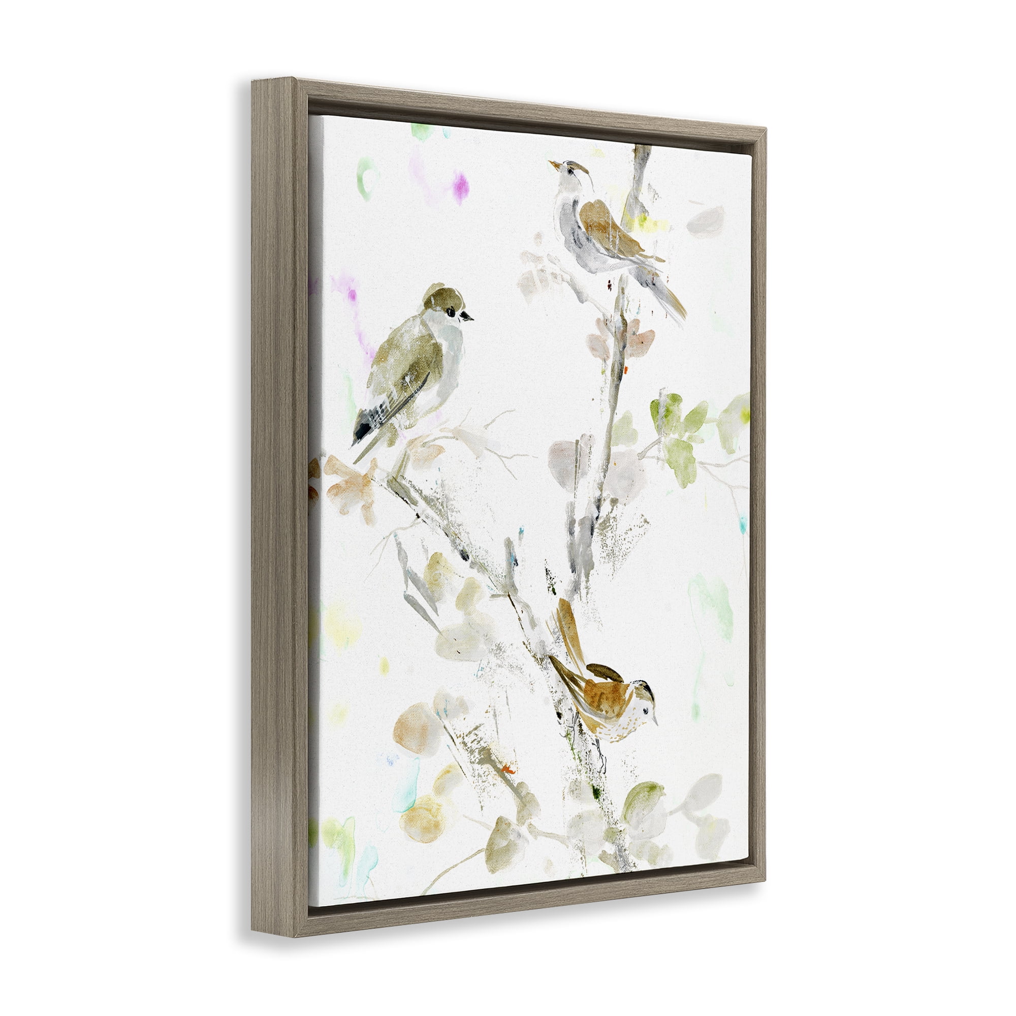 Stupell Industries Delicate Feathers Trio Brown Framed Floater Canvas Wall Art, design by Lorenzo Collective