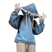 TrendOFT Womens Cute Shark Hoodies Cute Cartoon Animal Pullover Sweatshirts Long Sleeve Hooded Fall Tops For Teen Girls Streetwear Blue M