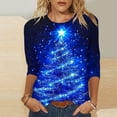 thumbnail image 2 of GERsome Christmas Shirts for Women Xmas Tree Graphic Tee 3/4 Length Sleeve Tshirts Crew Neck Loose Fit Pullover Tops Christmas Party Shirts Size M, 2 of 5