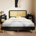 thumbnail image 4 of Cozy Castle Full Size Bed Frame with Adjustable Rattan Headboard, Boho Platform Bed Frame with Sturdy Slats Support, No Box Spring Needed, Black, 4 of 7