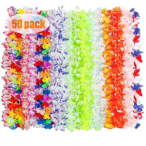 Dizfoyo Collar 50 Condes Hawaiano Leis Flor Tropical Colores Vibrantes Luau Hawaiano Sumin Dizfoyo Dizfoyo