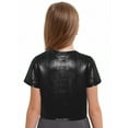 thumbnail image 2 of Haitryli Kids Girls Hip Hop Clothes Sparkly Cheerleading Team Uniform Keyhole Hem Jazz Street Dance Tops Black 10-14, 2 of 5