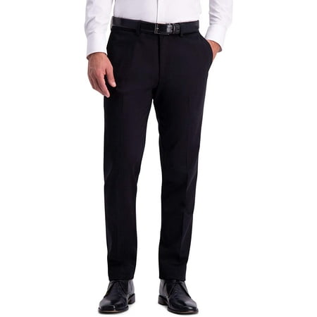 Haggar Men's Straight Fit Premium No Iron Pant (Black, 34x34)