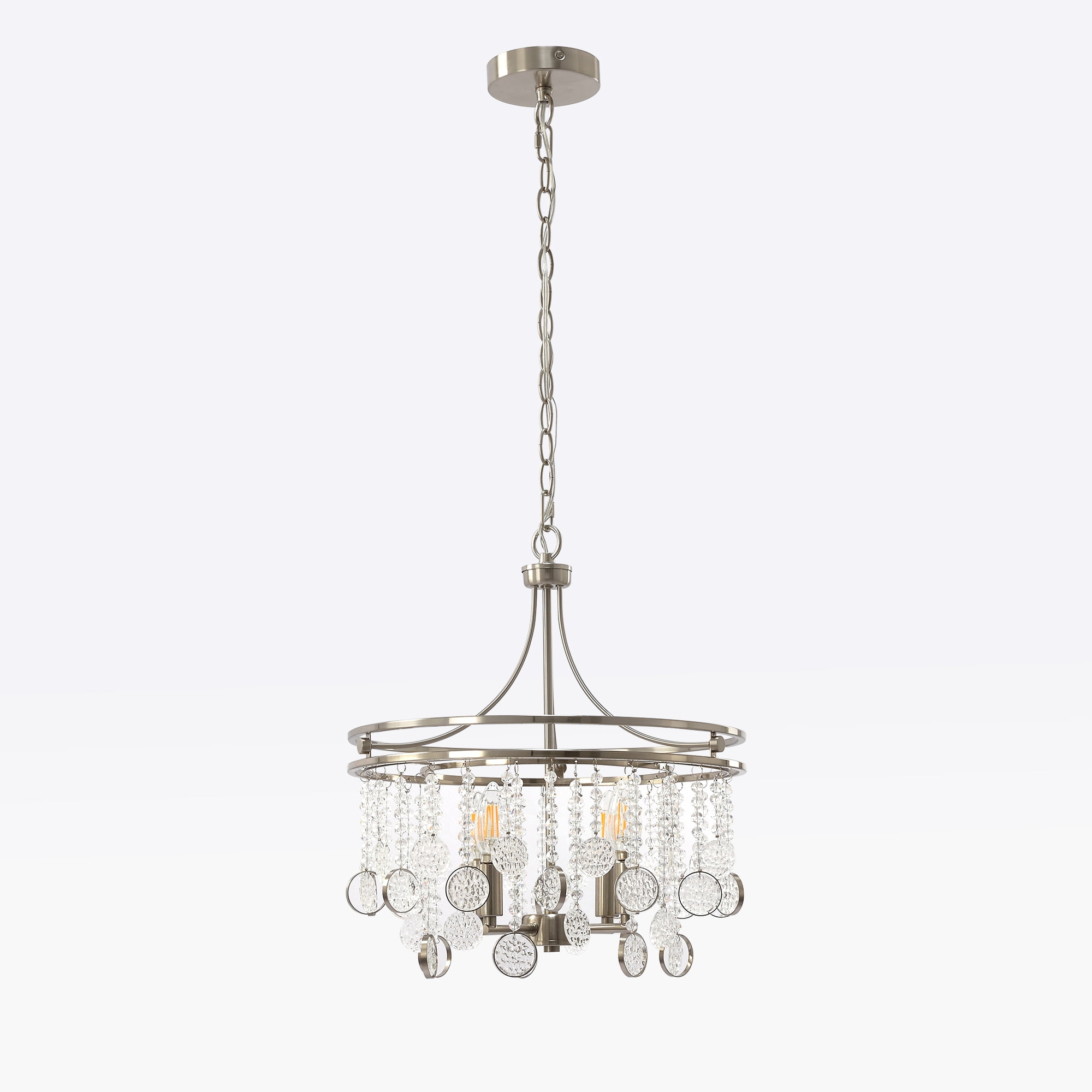 4 Light Chandelier Modern Crystal Chandeliers Lighting Pendant Ceiling Lights Fixture Lamp for Dining Living Room, Nickel