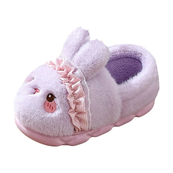 KEXE Toddler Slippers Size 8 Toddler Boy House Shoes Toddler Kids Slippers Cute Animal Cartoon Shoes Girls Boys Warm Winter Household Slippers 3.5-4 Years