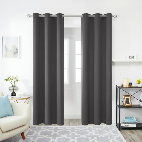 Deconovo Grommet Blackout Curtains for Bedroom Room Darkening Drapes 42x84 inch Dark Gray Set of 2