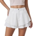 thumbnail image 3 of Trendfront Women's High Waisted Solid Color Wide Leg Shorts 2 in 1 Built-in Liner Loose Casual Summer Lounge Shorts, 3 of 6