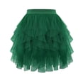 thumbnail image 2 of Womens Fluffy Tulle Skirts High Waist Dance Party Mesh Tutu Irregular Hem Summer Spring Skirts Army Green, L, 2 of 5