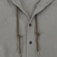 thumbnail image 5 of Men's 2-Piece Linen Outfit, Casual Hooded Button-Up Shirt and Drawstring Pants Set, 5 of 5