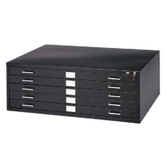5-Drawer Steel Flat File - 36 x 24 Inch - Black