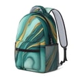 thumbnail image 2 of Teal Gold Marble Backpack for School,Cute School Bag,Schoolbag with Adjustable Shoulder Straps & Padded Back,15.3"x11"x6.7", 2 of 6