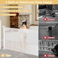 thumbnail image 3 of Reinforced 28 Inch Tall Retractable Baby Gates for Dogs, Easy Step Over Pet Gate with Support Rods, 55" Wide Retractable Dog Gate, Puppy Gates for The House Short Dog Gate for Stairs, Doorways, White, 3 of 8