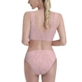 thumbnail image 3 of Picia Pink Stripes Women's High Waisted Bikini Scoop Neck Swimsuit Two Pieces Bathing Suit-Medium, 3 of 8