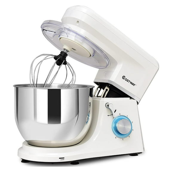 TiaGOC Professional Stand Mixer, 7.5QT 660W Tilt-Head Food Mixer, Multifunctional Kitchen Electric Food Dough Mixer 6 Speed W/ Dough Hook, Whisk, Beater & Guard (White)