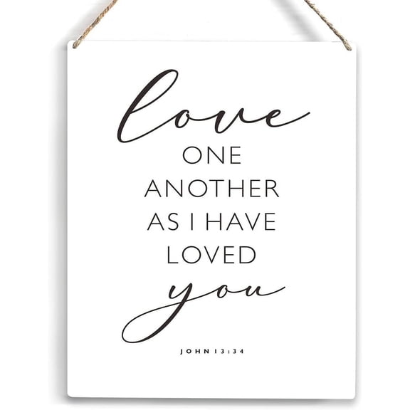 Love One Another As I Have Loved You Bible Verse Wood Sign Rustic John 13:34 Wooden Hanging Plaque For Home Office Wall Art Decoration 8 X 10 Inches Present