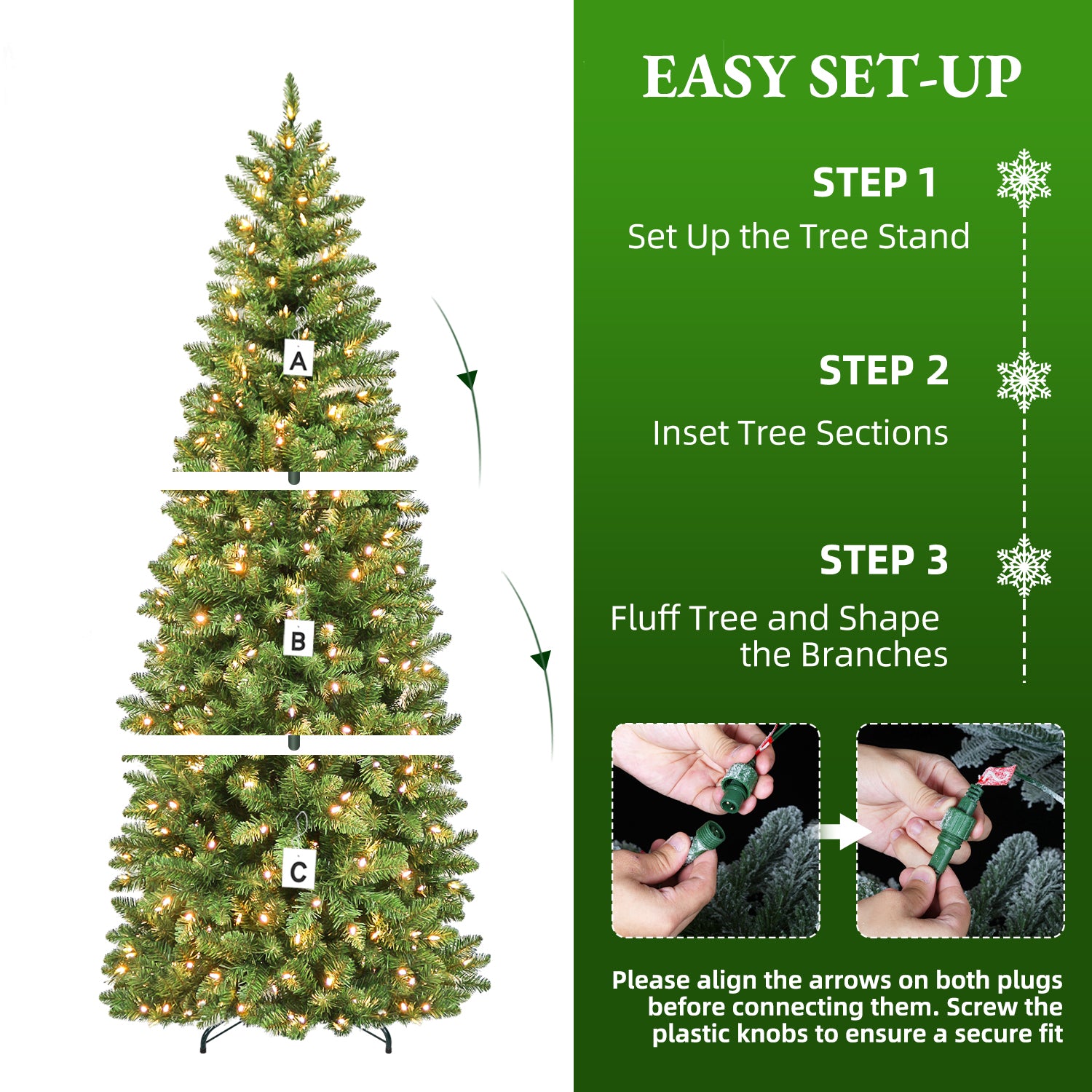 Vivatrees 7.5ft Slim Pre-Lit Artificial Christmas Tree photo 2