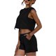 thumbnail image 2 of Conjunto de 2 piezas sin mangas con capucha para mujer con cordón elástico en la cintura y cómodos pantalones cortos de entrenamiento con capucha, 2 of 7