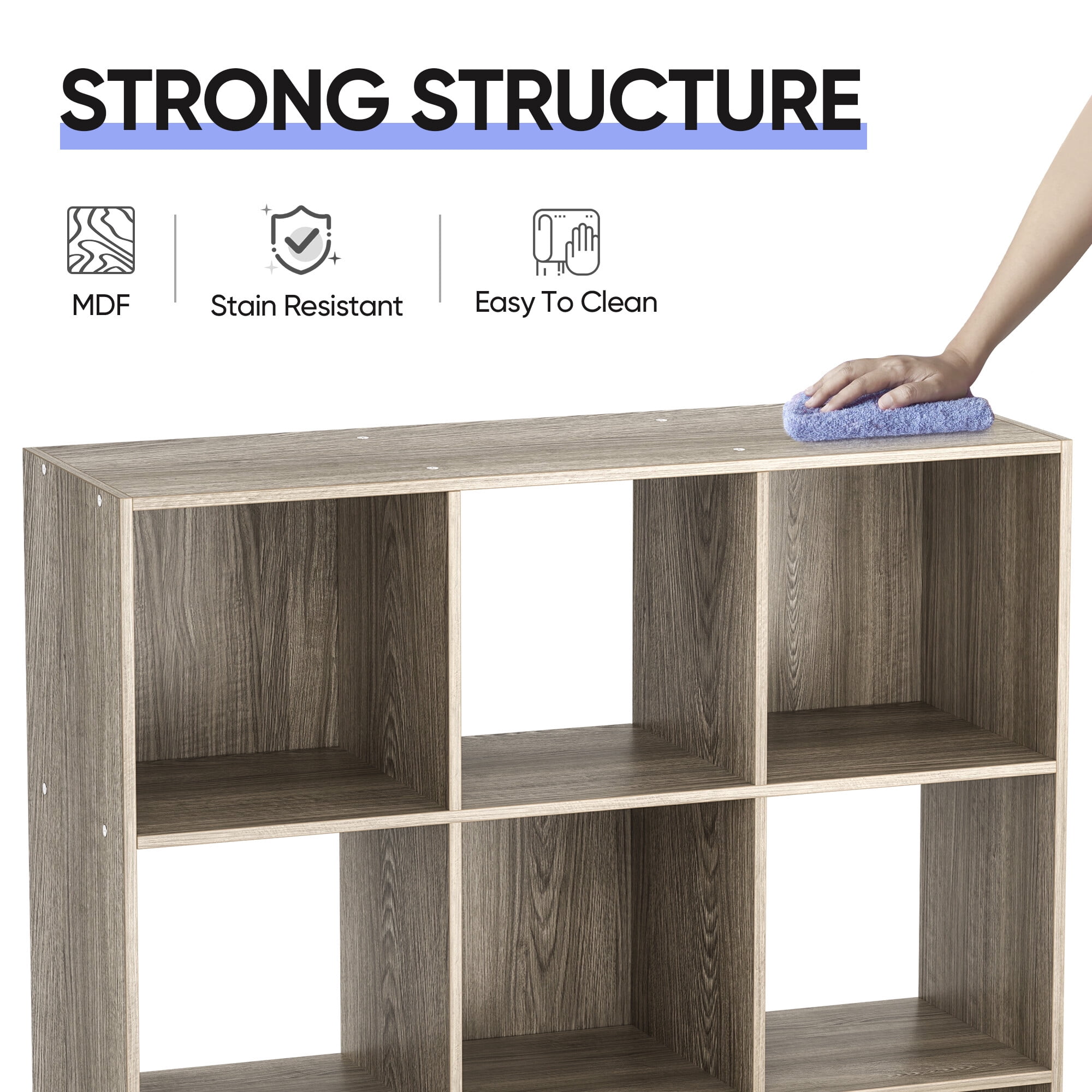 ZenSports 9 Cube MDF Bookshelf 3 Tier Storage Organizer Wooden Bookcase Brown