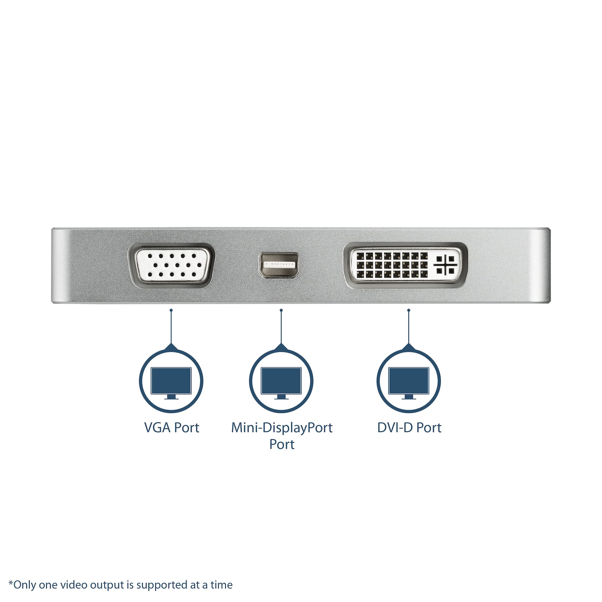StarTech Aluminum Travel A/V Adapter: 4-in-1 USB-C to VGA, DVI, HDMI or mDP