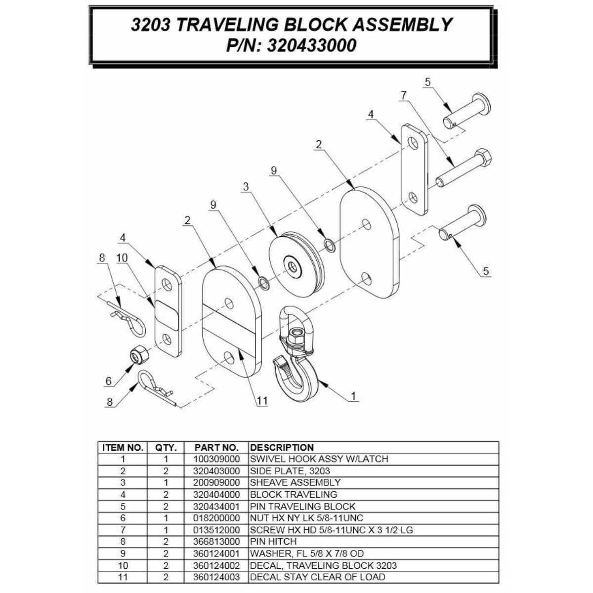 Auto Crane 320433000, Travel Block Assembly