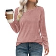 thumbnail image 2 of FAIWAD Womens Solid Color Tops Casual Crewneck Basic Pullover Trendy Lightweight Business Office Work Clothes, 2 of 9