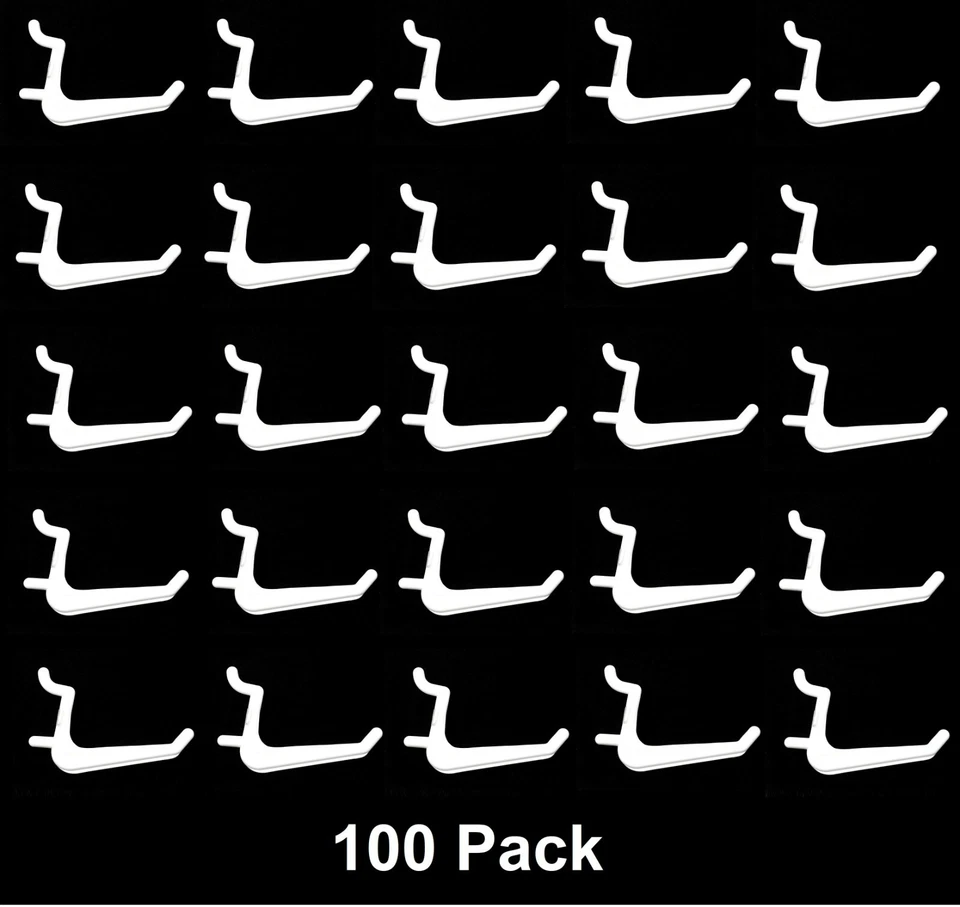 100 Pack Jumbo Pegboard Hooks White Garage Tools Storage Organization Jewelry