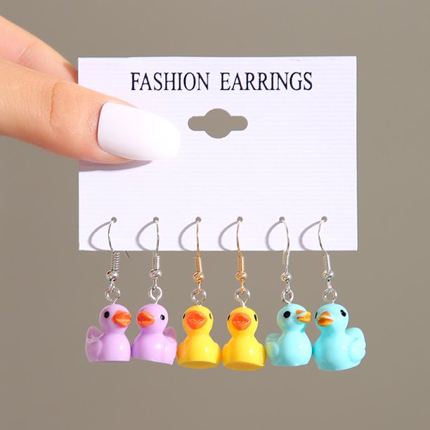 Juego de 5 pendientes colgantes de animales, ranas, patos, nubes, oso de goma, pendiente de gota, geométrico exagerado, mujer, niña, niños, joyería Punk Tan Jianjun unisex