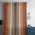 thumbnail image 5 of Burnt Orange Brown Semi Sheer Curtains Drapes for Living Room, Bedroom, French Doors Window 45 Inches Long, Farmhouse Vintage Wooden Rod Pocket Chiffon Curtain Drapery Voile Draperies Panel, 5 of 6