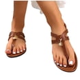 thumbnail image 6 of Qingpeng Womens Metal Knot Decor T Strap Thong Sandals Open Toe Flat Slip On Shoes Soft Leather Insole Summer Casual Footwear, 6 of 9
