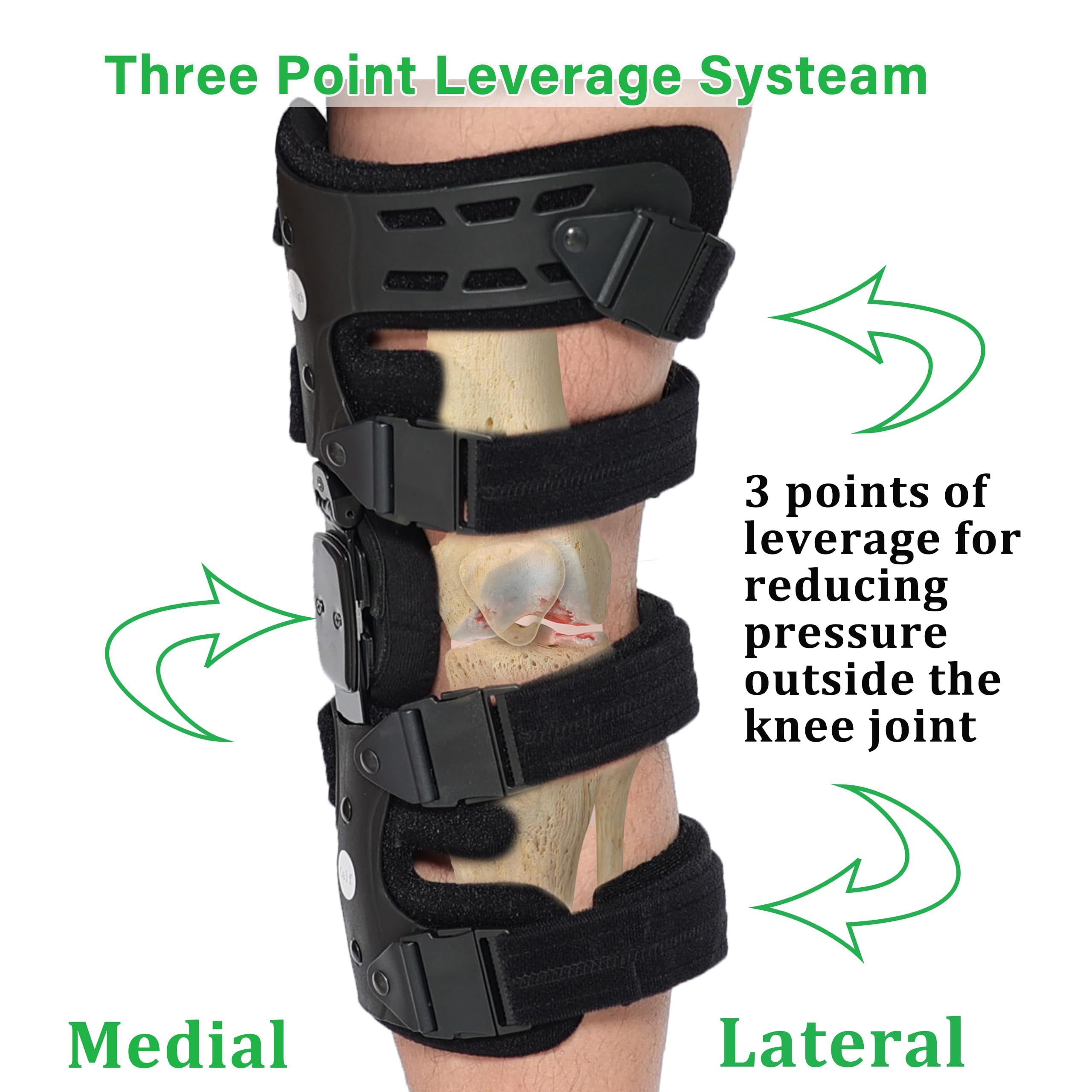 Insunen Lateral Unloader Knee Brace for Osteoarthritis & Bone on Bone Joint Degeneration Offloader with Built in Hex Key L1851 L1843 Outside, Right
