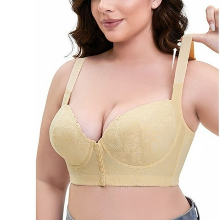 BSDJILFG Push-up Bras for Women Front Buckle Closure Big Breast Full Figure Large Bust Soft Comfortable Everyday Bra Clearance 36EF-52FC