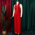 thumbnail image 5 of AURA Womens Elegant Chain Detail Wide Leg Jumpsuit Sleeveless High Waist Long Pants Outfit, 5 of 10