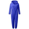 thumbnail image 4 of OYXSER Girls Fleece Hooded Onesize Pajamas Cute One Piece Fuzzy Sleepwear Zip Up Jumpsuits Winter Warm Lounge Outfits, Blue 6-7 Years, 4 of 4