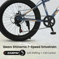 thumbnail image 5 of Ambifirner Mens and Women Fat Tire Mountain Bike, 24-Inch Bicycle Wheels, 4-Inch Wide Tires, Steel Frame, 7Speed Drivetrain, Disc Brakes, 5 of 7
