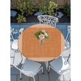 thumbnail image 6 of Orange Geometric Round Fitted Tablecloth with Elastic Edge, Waterproof Table Cloth Table Cover for 36"-44" Tables, White Greek Key Design Burlap Modern Art Tablecloths for Dining Picnic Outdoor, 6 of 9