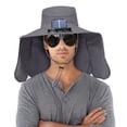 thumbnail image 5 of Under $1 PEONAVET Wide Brim Soalr Fan Hat for Men Women,Outdoor Sun Protection Sun Hat With Removable Neck Flap,UPF 50+ Fishing Hat for Fishing, Hiking, Camping（Dark Gray）, 5 of 5