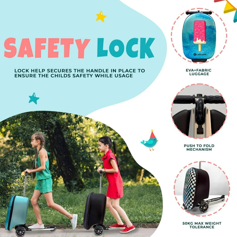 LaScoota 2-in-1 Scooter Suitcase for Kids, Lightweight, Foldable