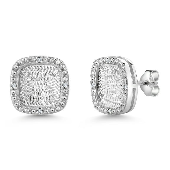 Gem Stone King 0.04 Ct Round G/H VVS-VS Lab Grown Diamond 925 Sterling Silver Stud Earrings