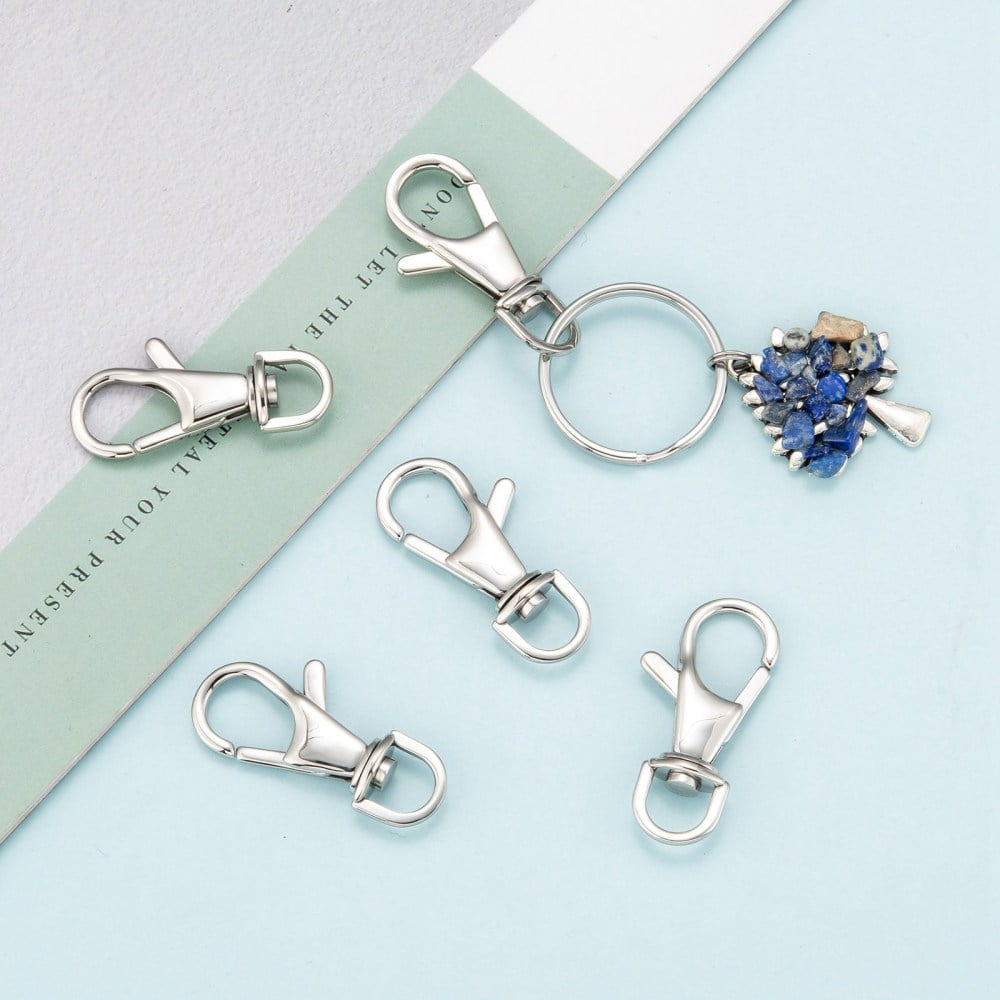 Resistant Polished 316 Surgical Stainless Steel Large Lobster Claw Swivel Clasps Swivel Snap Hooks Stainless Steel Color 35x17x4.5mm Hole: 6x8mm DIY
