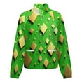 thumbnail image 5 of Jackets for Women Winter Coat Jackets Flannel Stand Collar Jacket(Green Gold Squares Modern Art,Size:S-4XL), 5 of 7